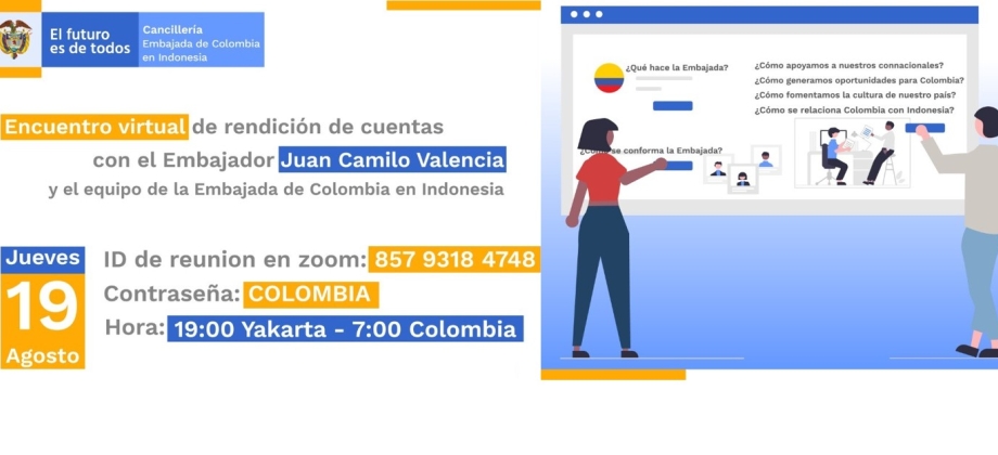 La Embajada de Colombia en Indonesia invita al encuentro virtual de rendición cuentas